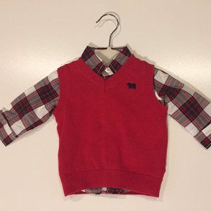 Carter's Plaid Button up Shirt and Vest Set (3M)